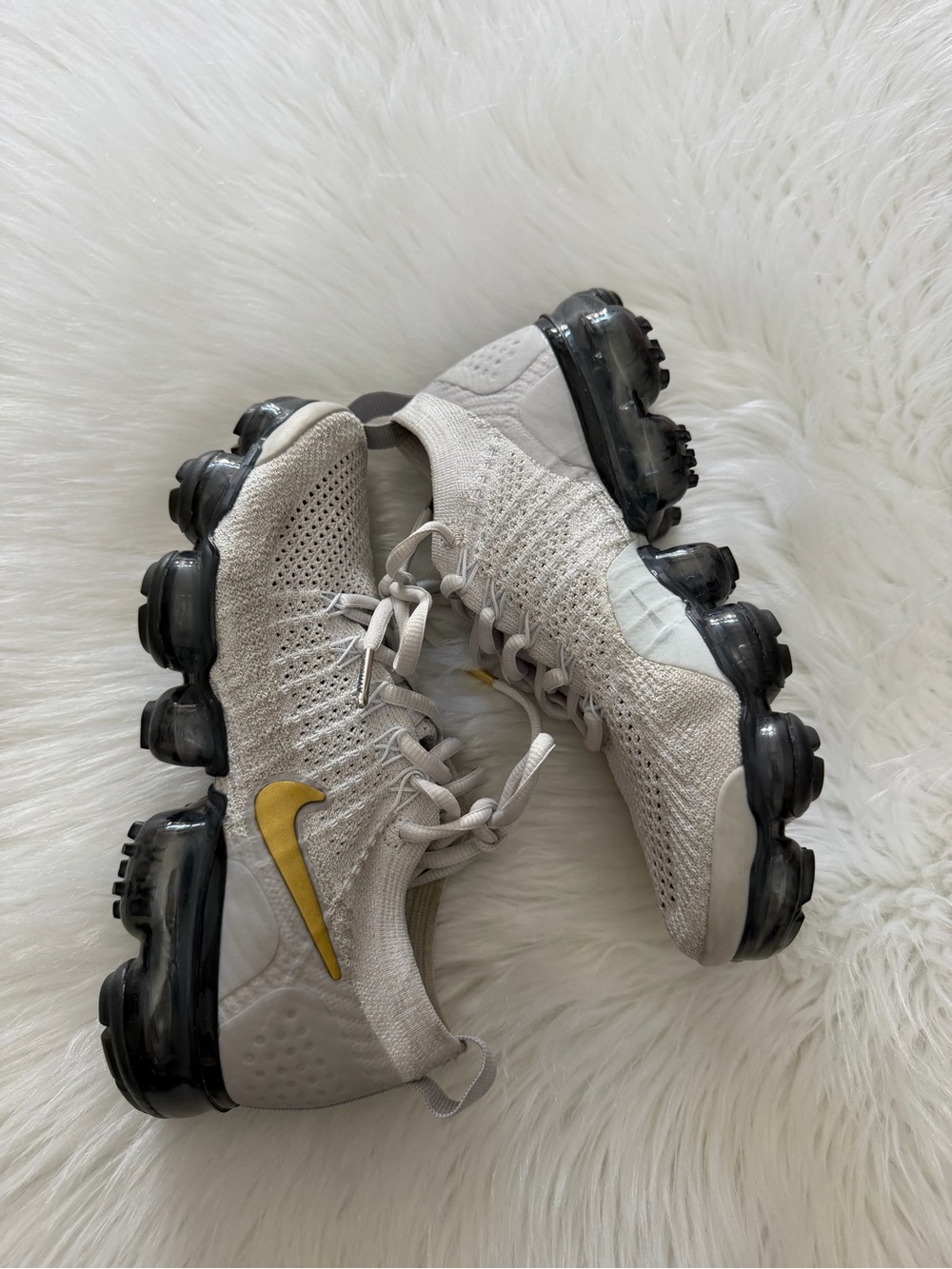 Nike VaporMax Light Beige Knit Lace-Up Sneakers Sz 6.5